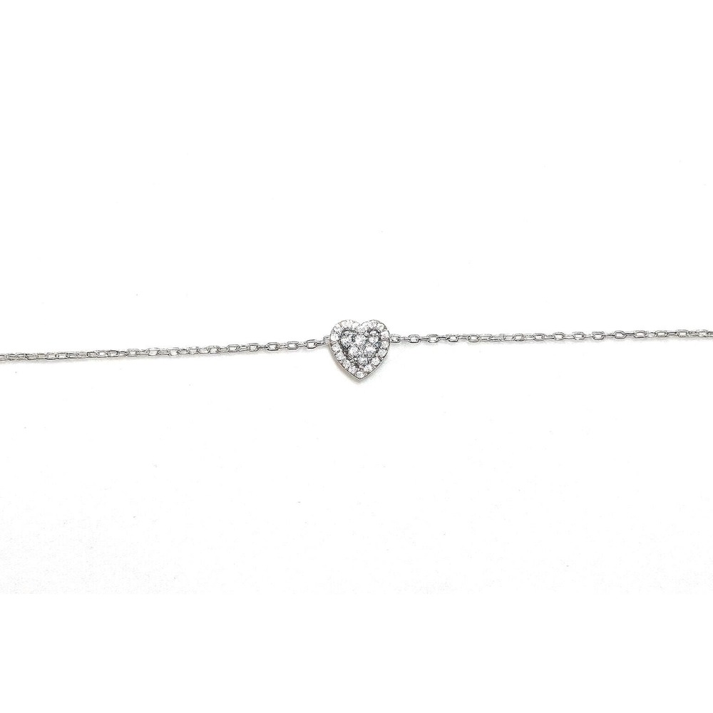 Silver Tone Crystal Halo Heart Charm Bracelet - Picture 2 of 6